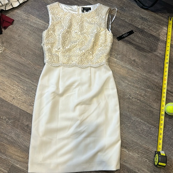 NWT Tahari Arthur S Levine ivory white and Gold Dress size 4 Valerie - Picture 1 of 8